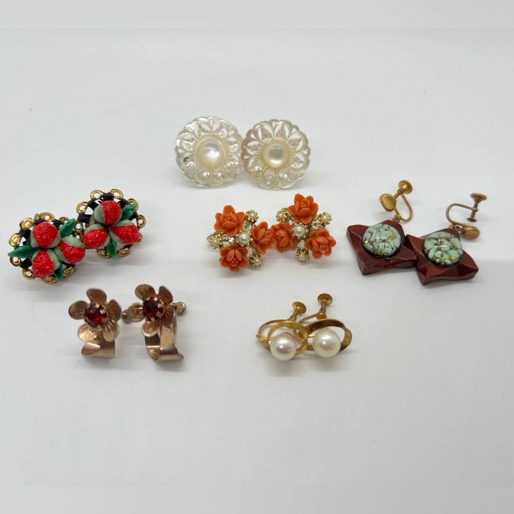 Vintage Lot of Screw Back Earrings 6 Pairs Sterling Silver